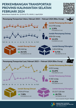 Perkembangan Transportasi Provinsi Kalimantan Selatan Februari 2024